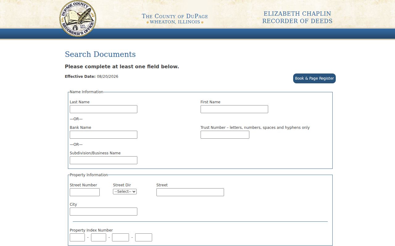 DuPage County residents directory Recorder document search