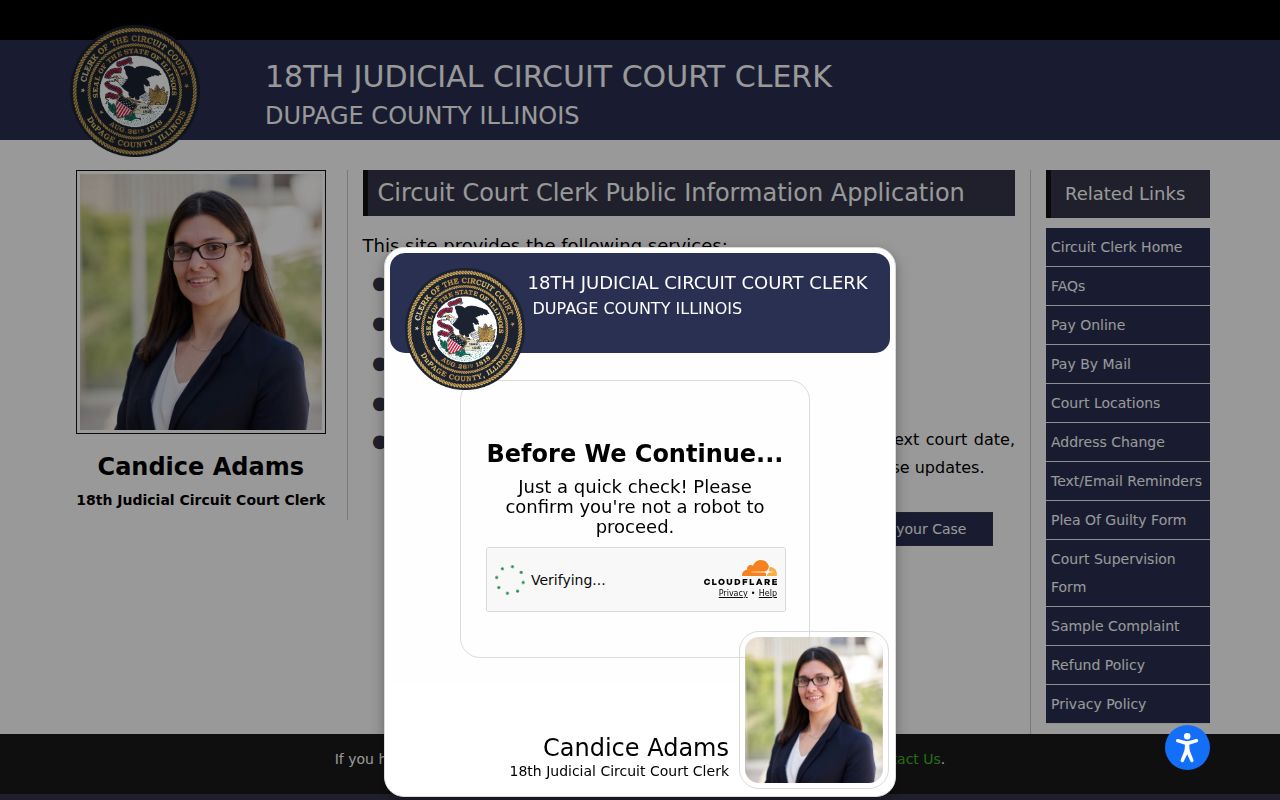 DuPage County residents directory Circuit Clerk case search